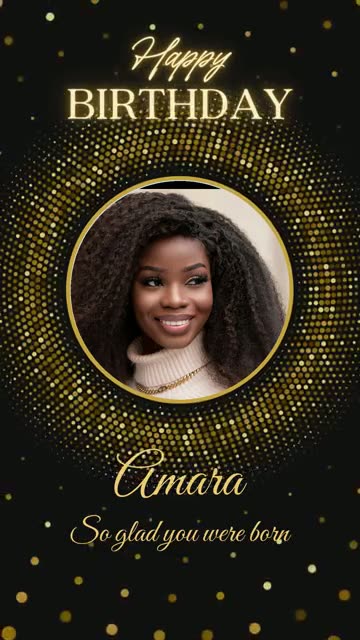 Black & Gold Luxe birthday GIF with a name on it