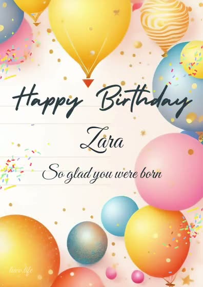 Pink & Yellow Flyer birthday GIF with a name on it